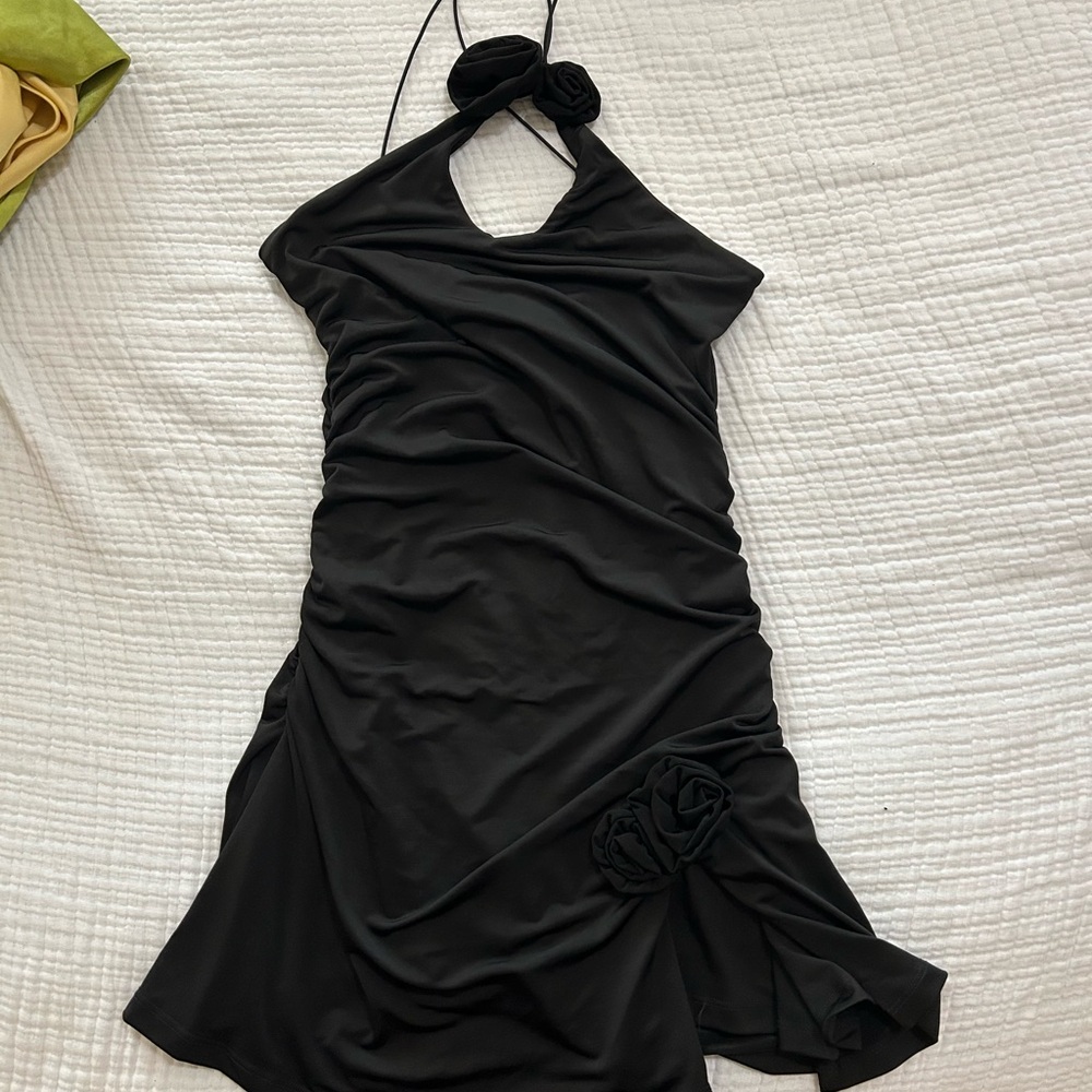 Meshki Black Halter Mini Dress